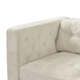 3 Seater Sofa With Square Arms, Tufted Pillow Back For Living Room