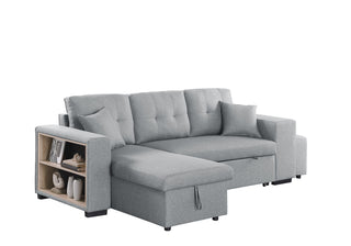 Daniel - Upholstered Reversible Sectional With Pull Out Loveseat - Light Gray