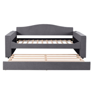 Upholstered Daybed With Storage Armrests, Trundle And Latest Integrated tooth Audio System