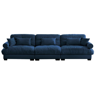 Modern Sofa With Bolstered Armrests And Pillows