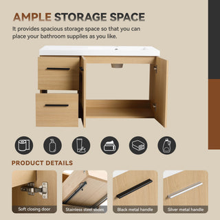 Wall Mounted Floating Bathroom Vanity With Sink, Door & Drawers Modular Cabinet