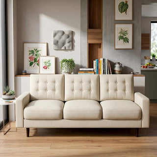 3 Seat Sofa Couch With Tufted Back Upholstered Couch For Living Room
