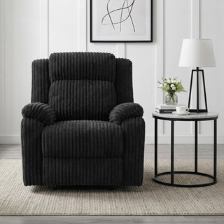 Motion Recliner Chair With Plush Armrests For Living Room, Soft Seat - Black