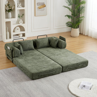 Convertible Sleeper Sofa Bed With Cylindrical Pillow