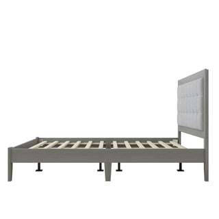 Mid Century Modern Platform Bed With Upholstered Headboard