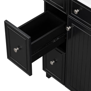 Transitional Style Bathroom Vanity Cabinet With Ceramic Sink