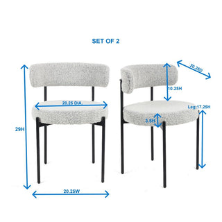 Burbank - Modern Round Boucle Dining Chairs (Set of 2) - Black / White