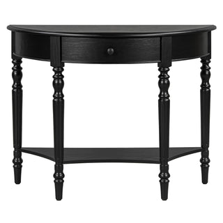 Half Moon Console Table With Drawer & Shelf