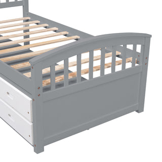 Platform Storage Bed Solid Wood Bed With 6 Drawers