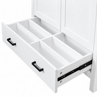 Bathroom Vanity With Sink, Soft Close Doors, Double Storage Shelves & Divided Drawer Ample Storage - White