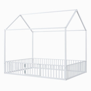 Metal House Bed With Fence And Door