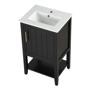 Modern Bathroom Vanity With Sink, Soft-Closing Door And Open Shelf