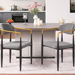 Modern Upholstered Dining Chair With Accented Armrests (Set of 2)
