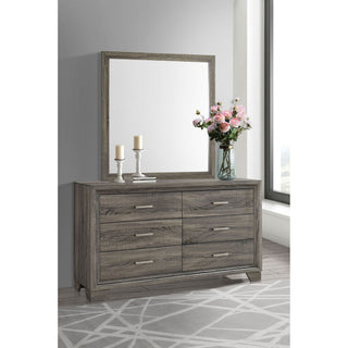 Funston - 6 Drawer Dresser With Mirror - Brown Oak