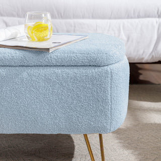 Storage Ottoman Bench For End Of Bed Legs, Modern Camel Faux Fur Entryway Bench Upholstered Padded With Storage For Living Room Bedroom