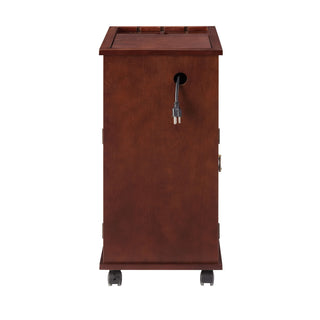 Traditional End Table With Charging Station, Narrow Side Table With USB Ports And Outlets - Red Walnut