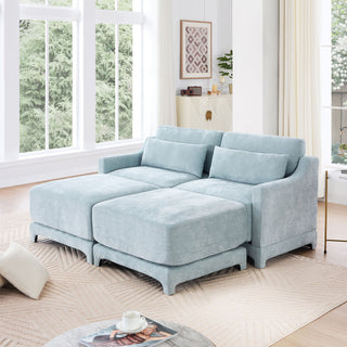 Stylish Sofa With Ottoman And Lumbar Pillows, Ergonomic Design