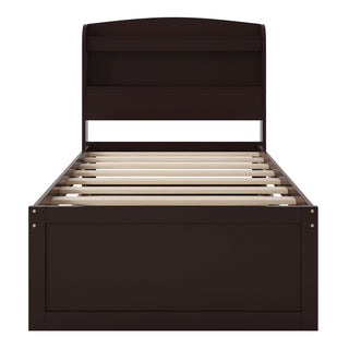 Platform Bed With LED Headboard, Charging Station, Trundle And 2 Drawers