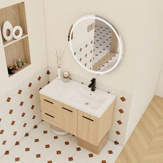 Wall Mounted Floating Bathroom Vanity With Sink, Door & Drawers Modular Cabinet