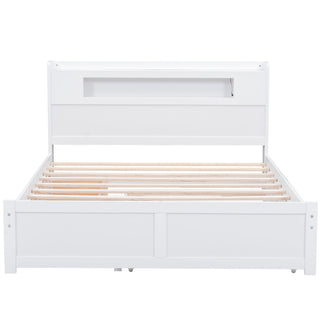 Storage Platform Bed With LED Lights, 2 Drawers And Trundle