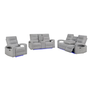 Isolde - Power Reclining Sofa, LED Lighting - Gray