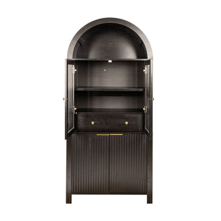Fluted Tall Arched Pantry Cabinet With Adjustable Shelves