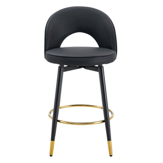Modern Upholstered 360° Rotatable Bar Chair With Metal Legs For Dining Room (Set of 2)