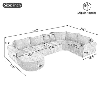 Modular Cloud Sectional Sofa Set, U-Shaped Upholstered Couch With Deep Seat