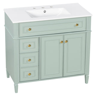 Bathroom Vanity With Sink, 3 Drawers & 2 Soft-Close Doors
