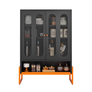 Modern Metal Shoe Cabinet With DoublebSided Doors And Adjustable Partitions