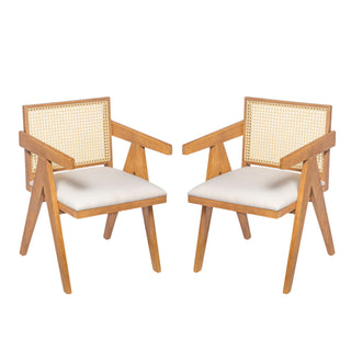 Chandigarh Farmhouse Style Cane Upholstered Dining Chairs (Set of 2)
