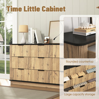Modern 9 Drawer Cabinet With Metal Rounded Corners Multi Functional Storage - Black