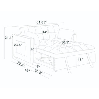 Sienna - Tufted Convertible Sleeper Sofa With Chaise - Gray