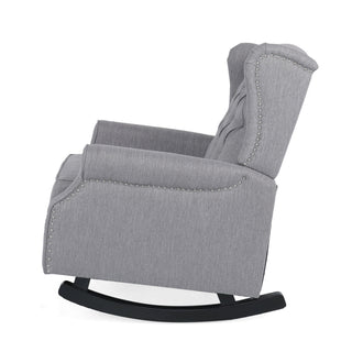 Sheila - Contemporary Fabric Tufted Wingback Rocking Chair - Gray
