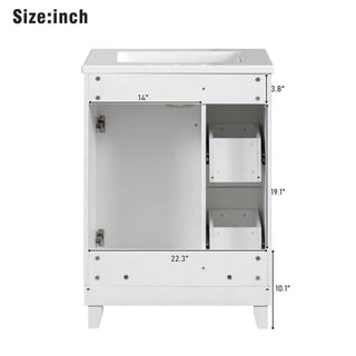 Transitional Style Bathroom Vanity Cabinet With Ceramic Sink