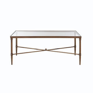 Metal Rectangle Coffee Table With Tempered Glass Top - Bronze