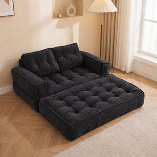 2 Seater Modular Corduroy Sofa With Chaise Lounge For Living Room