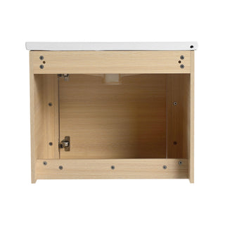 Wall Mounted Bathroom Vanity & Sink, Storage Shelves & Soft Close Door