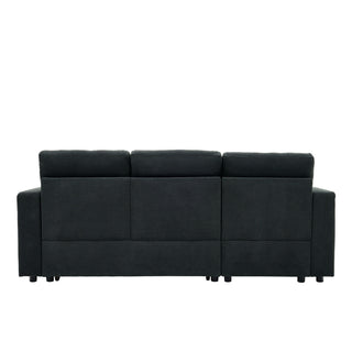 Convertible L - Shaped Sectional Sofa Bed With Storage Chaise, Cup Holders