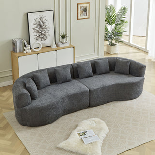 Curved Sectional Sofa With 6 Pillows