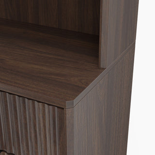Tall Narrow Fluted Storage Cabinet With Trash Bin Compartment For Kitchen (Trash Can Not Included)