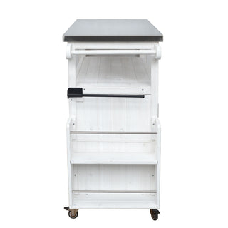 Foldable Outdoor Kitchen Island With Lockable Wheels, Storage Cabinet And Towel Rack For Patio