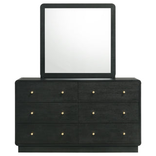 Burton - 6 Drawer Dresser With Mirror - Black