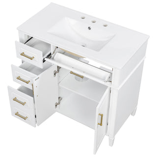 Bathroom Vanity With Sink, 4 Drawers, 2 Doors