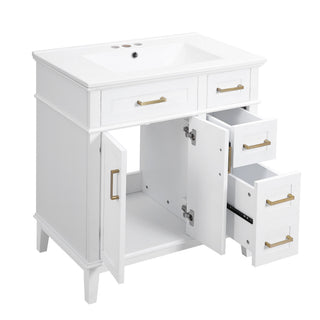 Modern Bathroom Vanity With Sink, Storage Cabinet, Soft Close Doors, Deep & Standard Drawers