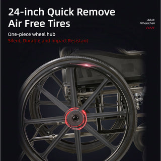 Lightweight Wheelchair Foldable For Adults, Manual Transport Chair With Double Brakes