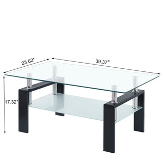Luxury Modern Tempered Glass Coffee Table With 2 Layers