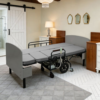 Dual Motor 3 In 1 Electric Nursing Bed Convertible To Wheelchair & Stretcher - Gray