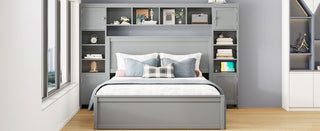 Bed With All In One Cabinet, Shelf And Sockets, Twin Long Trundle