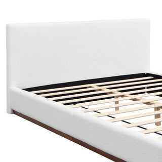 Queen Size Upholstered Bed With Solid Base Frame - White
